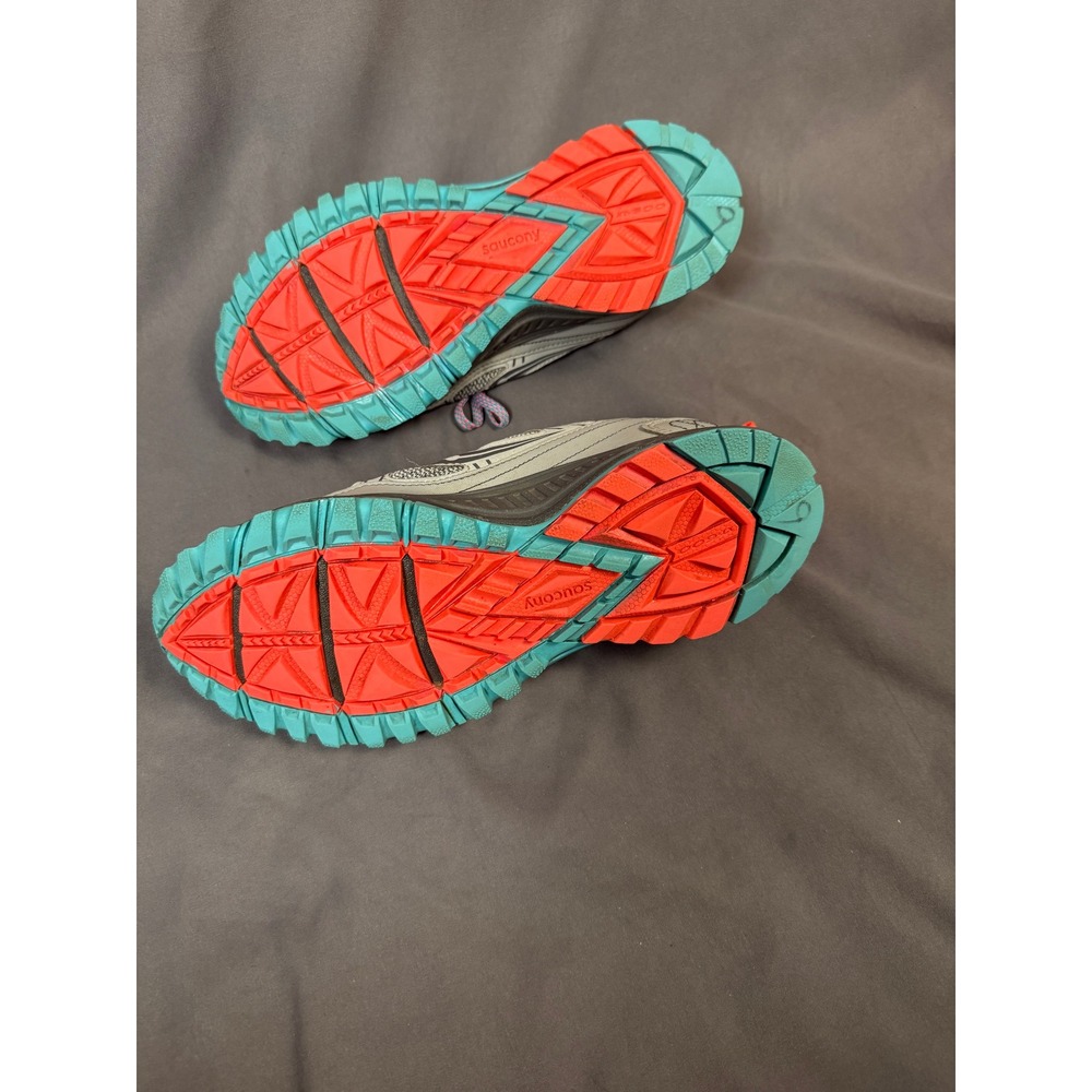 Saucony Excursion TR10 Grey Coral Teal Trail Running Shoes Women's Size 9.5 - Picture 6 of 7